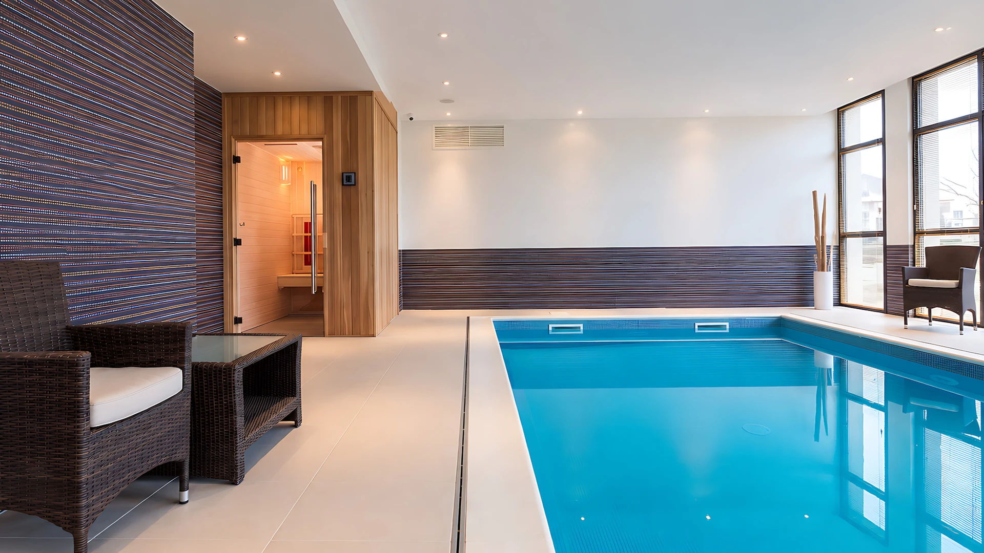 Spa balnéo encastré dans le sol, intérieur haut de gamme